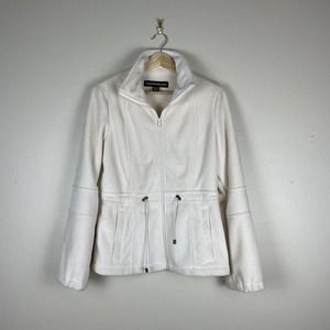 Kristen Blake Womens Fleece Jacket Full Zip Up Hoodie Size Small Winter White